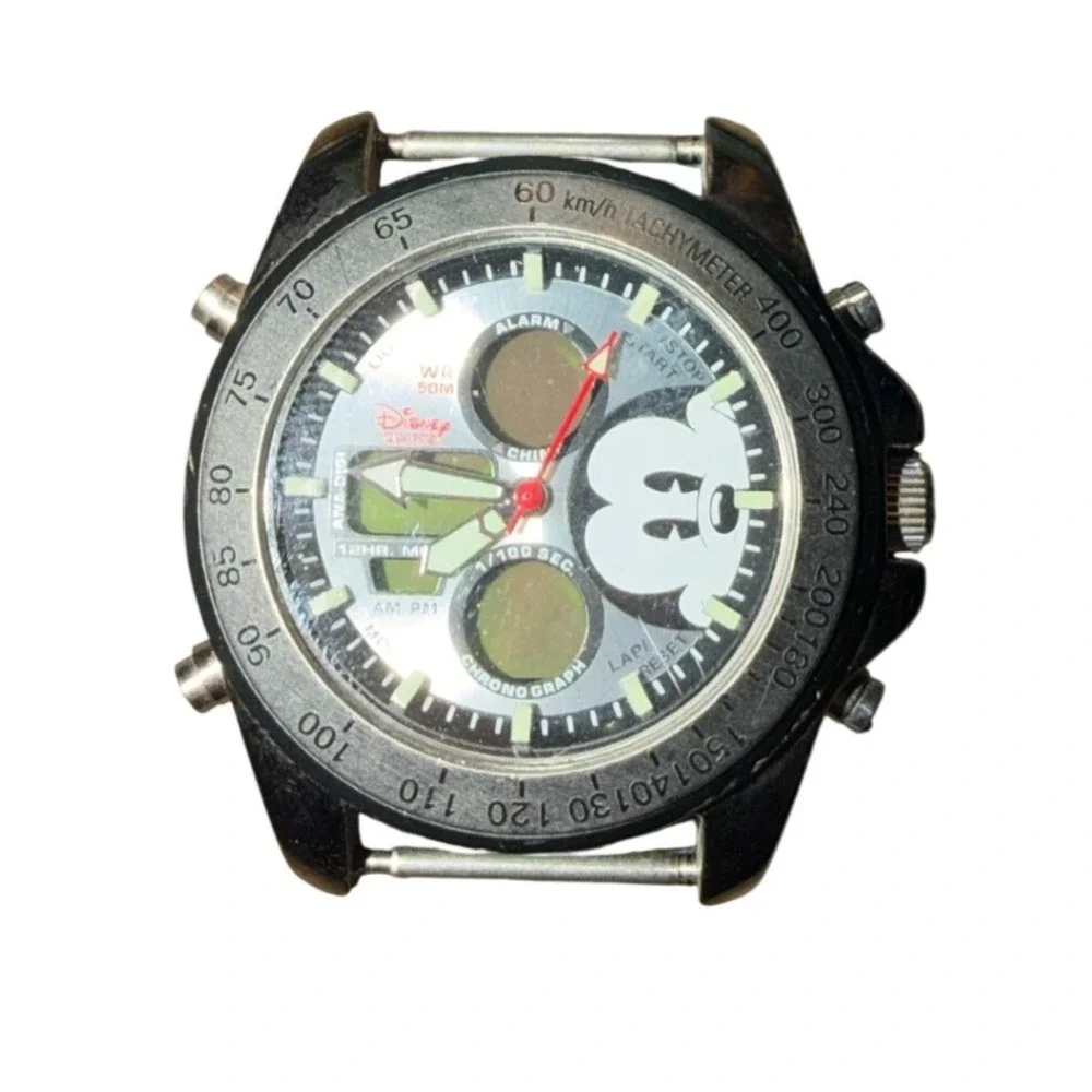 Disney Time Works‎ Mickey Mouse Ana-Digi Chronograph Watch Head Only 5ATM Japam